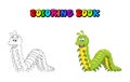 Cartoon millipede character coloring book isolated on white back