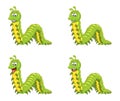 Cartoon millipede character set isolated on white background