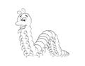 Cartoon millipede outline character isolated on white background