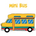 Cartoon mini bus collection stock