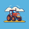 Cartoon mini tractor agricultural machinery vector illustration