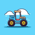 Cartoon mini tractor agricultural machinery vector illustration