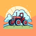 Cartoon mini tractor agricultural machinery vector illustration