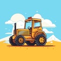 Cartoon mini tractor agricultural machinery vector illustration