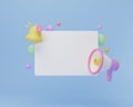 Cartoon minimal megaphone speaker with bell notification speech bubble.