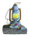Cartoon mining tool - oil lamp on white background - illustration