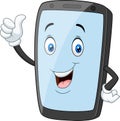 Cartoon mobile phone mascot giving a thumbs up