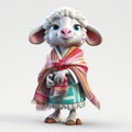 Mexican Folklore-inspired Cartoon Sheep Doll: Free High-resolution 3d Model