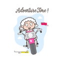 Cartoon Modern Granny Riding Bike Vector Graphic Royalty Free Stock Photo