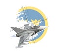 Cartoon modern military fighter plane