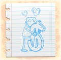 Cartoon money love on paper note, vector illustration