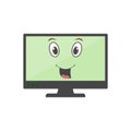 Cartoon monitor icon with smiley face