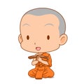 Cartoon monk preaching dharma sermon.