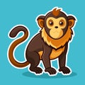Cartoon monkey character illustration on a blue background Royalty Free Stock Photo