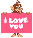 Cartoon funny monkey chimpanzee. Vector illustration isolated on white Royalty Free Stock Photo