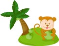 Cartoon monkey with coconut Royalty Free Stock Photo