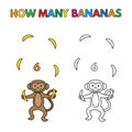 Cartoon Monkey Counting Bananas Coloring Book Royalty Free Stock Photo