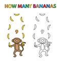 Cartoon Monkey Counting Bananas Coloring Book Royalty Free Stock Photo