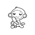 cartoon monkey doodle comic illustration vector isolated on white background.