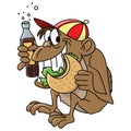 Cartoon monkey eating hamburger and drinking cola vector Royalty Free Stock Photo
