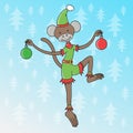 Cartoon Monkey elf in a funny costume Royalty Free Stock Photo