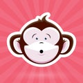 Cartoon Monkey Face with Surprised Expression on Pink Background Royalty Free Stock Photo