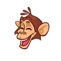 Cartoon monkey head smiling icon. Vector isolated.