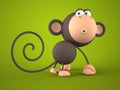 Cartoon monkey isolated on green background 3D rendering