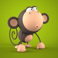 Cartoon monkey isolated on green background 3D rendering 2