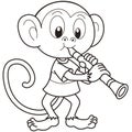 Cartoon Monkey Playing a Clarinet Royalty Free Stock Photo