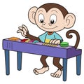 Cartoon Monkey Playing an Electronic Organ Royalty Free Stock Photo