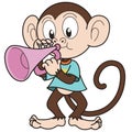 Cartoon Monkey Playing a Trumpet Royalty Free Stock Photo