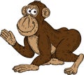 Cartoon monkey waving Royalty Free Stock Photo