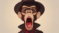 A cartoon monkey wearing a hat and glasses is yelling Royalty Free Stock Photo