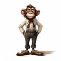 Elegant Monkey: A Detailed Victorian-inspired Cartoon Character