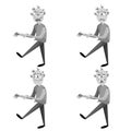 Cartoon monochrome walking zombies set.