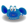 Cartoon monster blue with big ears, whorls and many legs