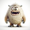 Cute Scary Monster On White Background - 3d Illustration