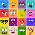 Cartoon monster face. Emoji. Cute emoticons. Square colorful avatars Royalty Free Stock Photo