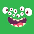 Cartoon monster face with many eyes. Vector Halloween monster avatar