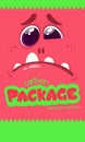 Cartoon monster face. Vector Halloween green cool monster avatar sad and crying Royalty Free Stock Photo