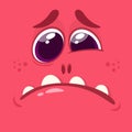 Cartoon monster face. Vector Halloween green cool monster avatar sad and crying. Big set of monster faces. Royalty Free Stock Photo
