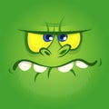 Cartoon monster face. Vector Halloween green zombie or dragon monster avatar. Royalty Free Stock Photo