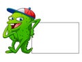 The monster green with the long tail using the hat beside the blank board space