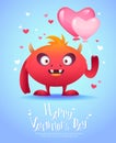 Cartoon monster with a heart Valentine card