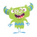 Cartoon monster with many eyes. Vector illustration