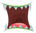 Cartoon monster mouth wide open. Funny icon Royalty Free Stock Photo