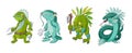 Cartoon monster sea creature characters set. Vector clip art illustration Royalty Free Stock Photo