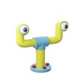 Cartoon monster in a sewer pipe in glossy color, looks with eyes, like in a telescope of a submarine. 3D rendering Isolate on a