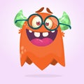 Cartoon monster wearing glasses. Vector illustration for Halloween. Design for party decoration, sticker print.